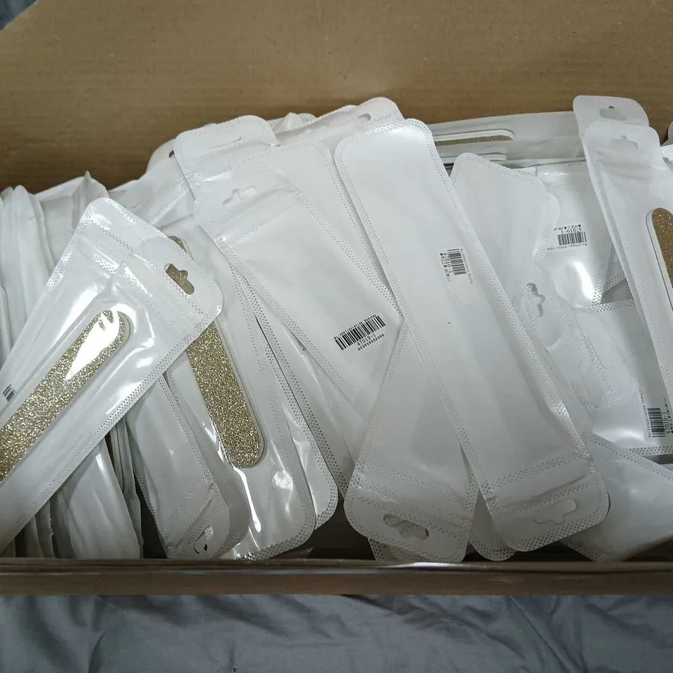 BOX OF APPROXIMATELY 190 GOLD GLITTER EMERY BOARDS