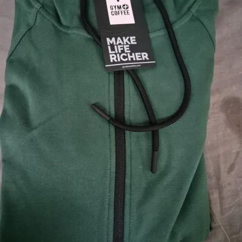 GYM COFFEE CHILL ZIP HOODIE IN WILLOW GREEN SIZE XXS