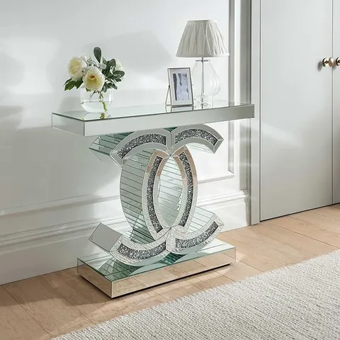 BRAND NEW BOXED HOMESDIRECT365 GLASS MIRRORED CONSOLE TABLE/HALLWAY TABLE