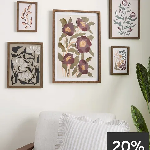 Set of 5 Abstract Printed Canvas with Hand Paint - FSCยฎ Certified