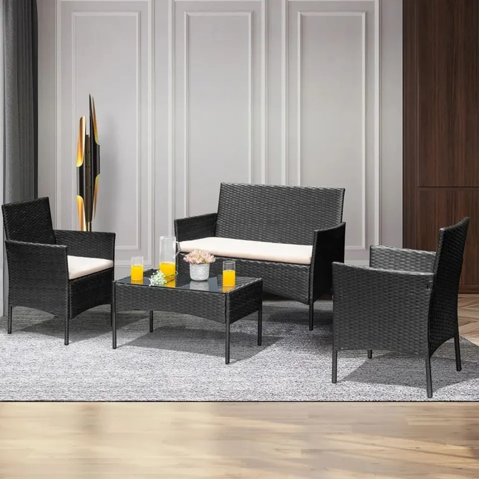 BOXED YODER RATTAN 4-PERSON SEATING GROUP