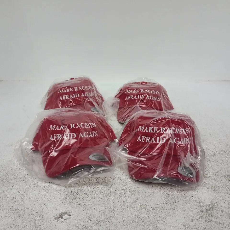 SET OF 4 RED "MAKE RACISTS AFRIAD AGAIN" CAPS