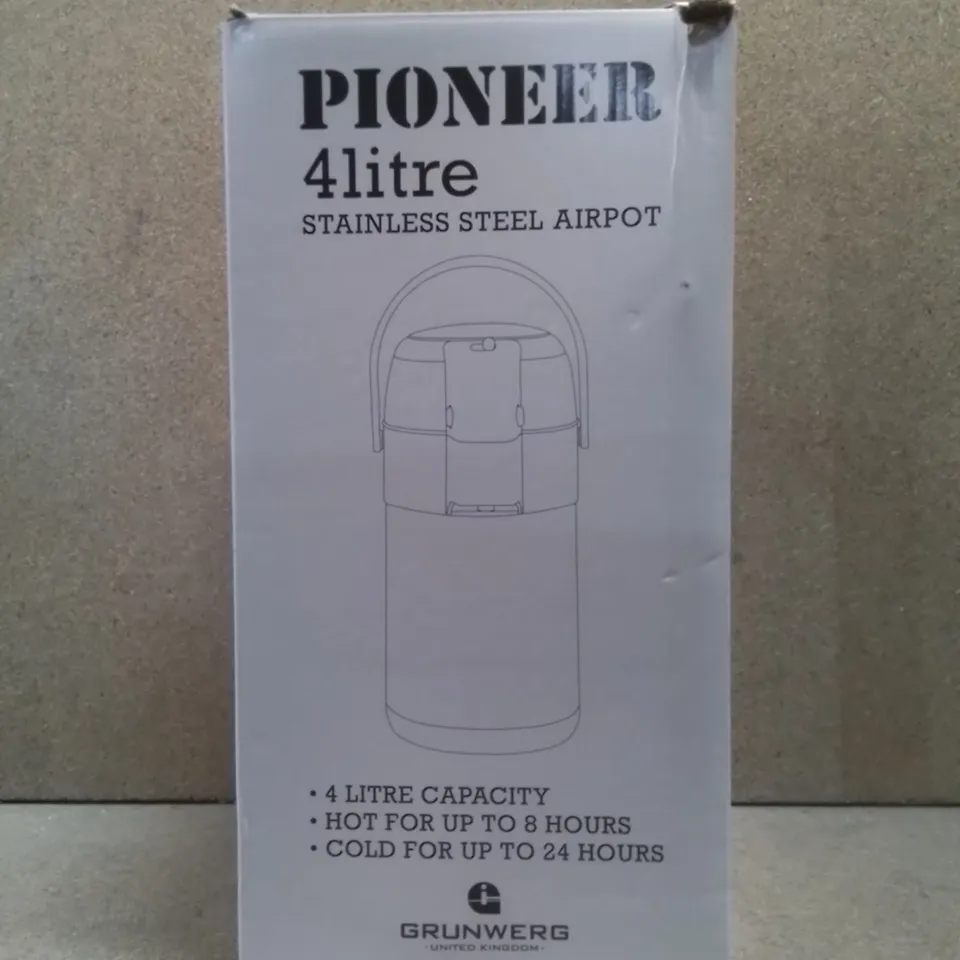 BOXED PIONEER 4 LITRE STAINLESS STEEL AIRPOT