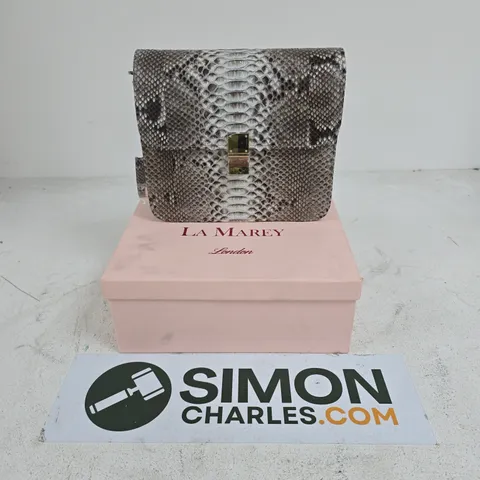 BOXED LA MAREY LONDON SNAKE PRINT HANDBAG