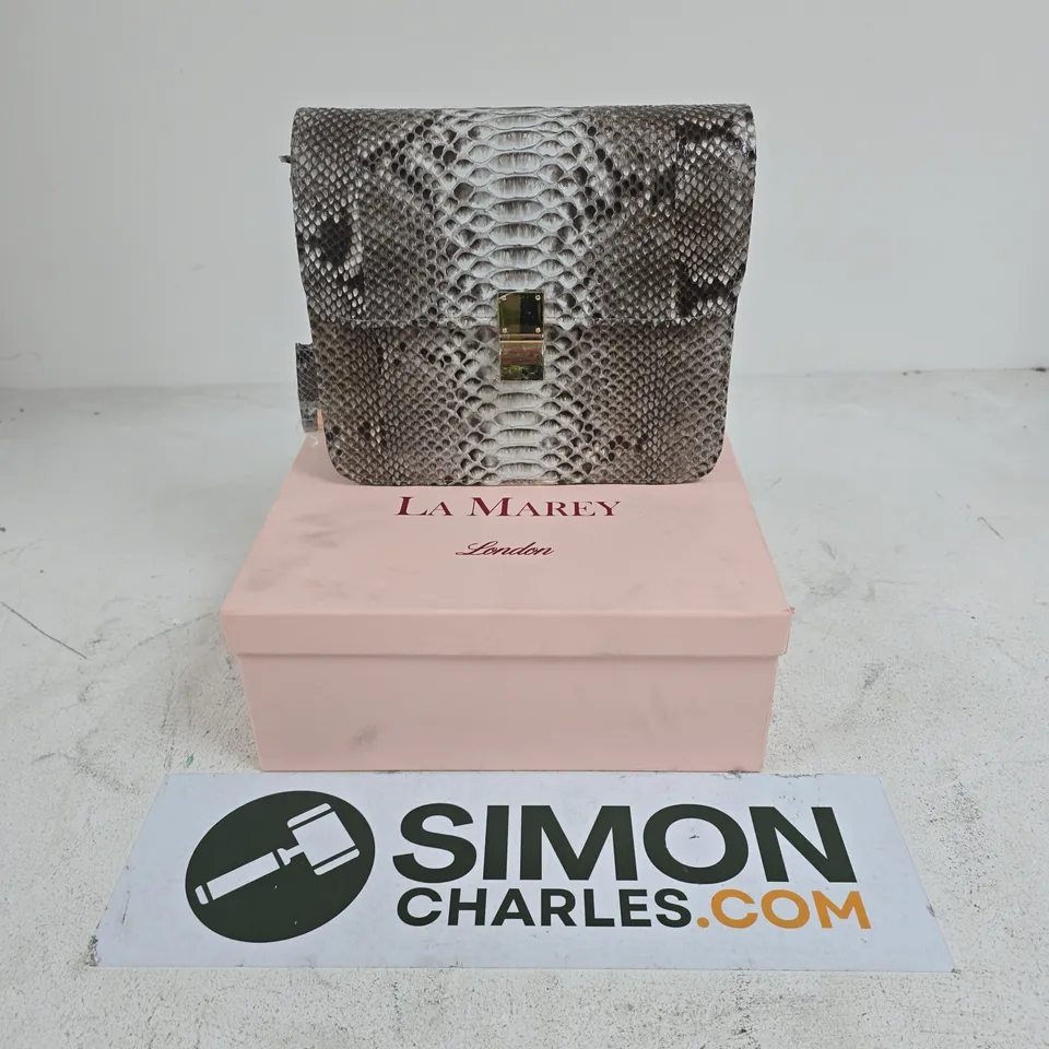 BOXED LA MAREY LONDON SNAKE PRINT HANDBAG