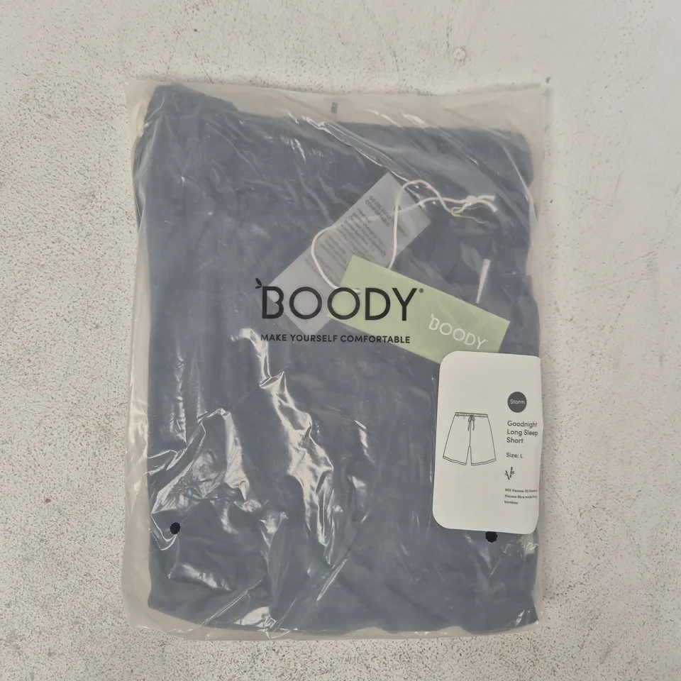 BAGGED BOODY GOODNIGHT LONG SLEEP SHORTS IN STORM SIZE LARGE