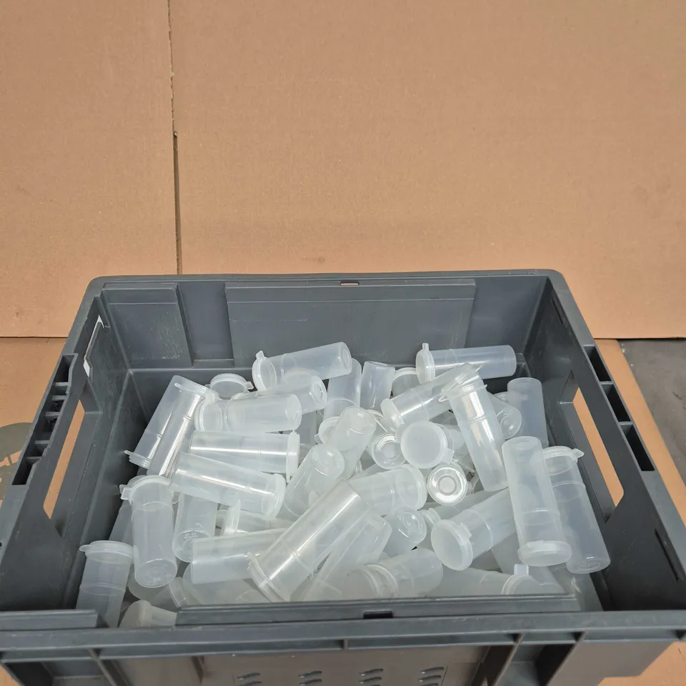TOTE OF APPROXIMATELY 30 FLIP TOP CONTAINERS