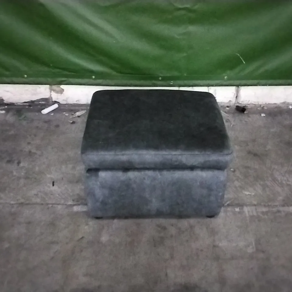 QUALITY DESIGNER PLUSH DARK GREY VELVET STORAGE FOOTSTOOL