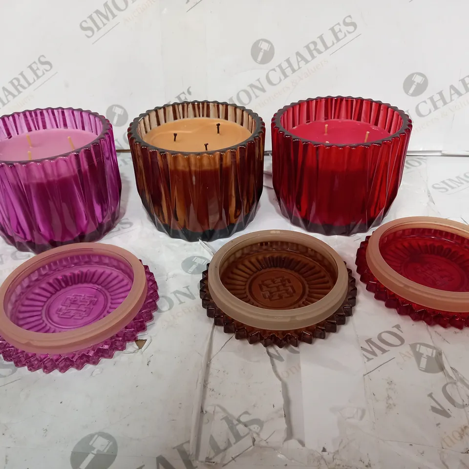 HOMEWORX BY HARRY SLATKIN SET OF FACETED 3 WICK CANDLES 