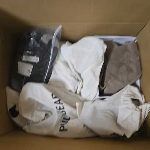 BOX OF APPROXIMATELY 12 PAIRS OF ASSORTED SHOES IN VARIOUS COLOUR, STYLES AND SIZES