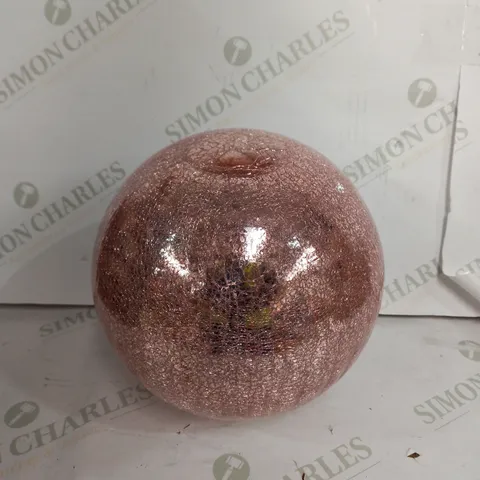 DESIGNER CRACKLE BLUSH PINK GLASS ORNAMENT 