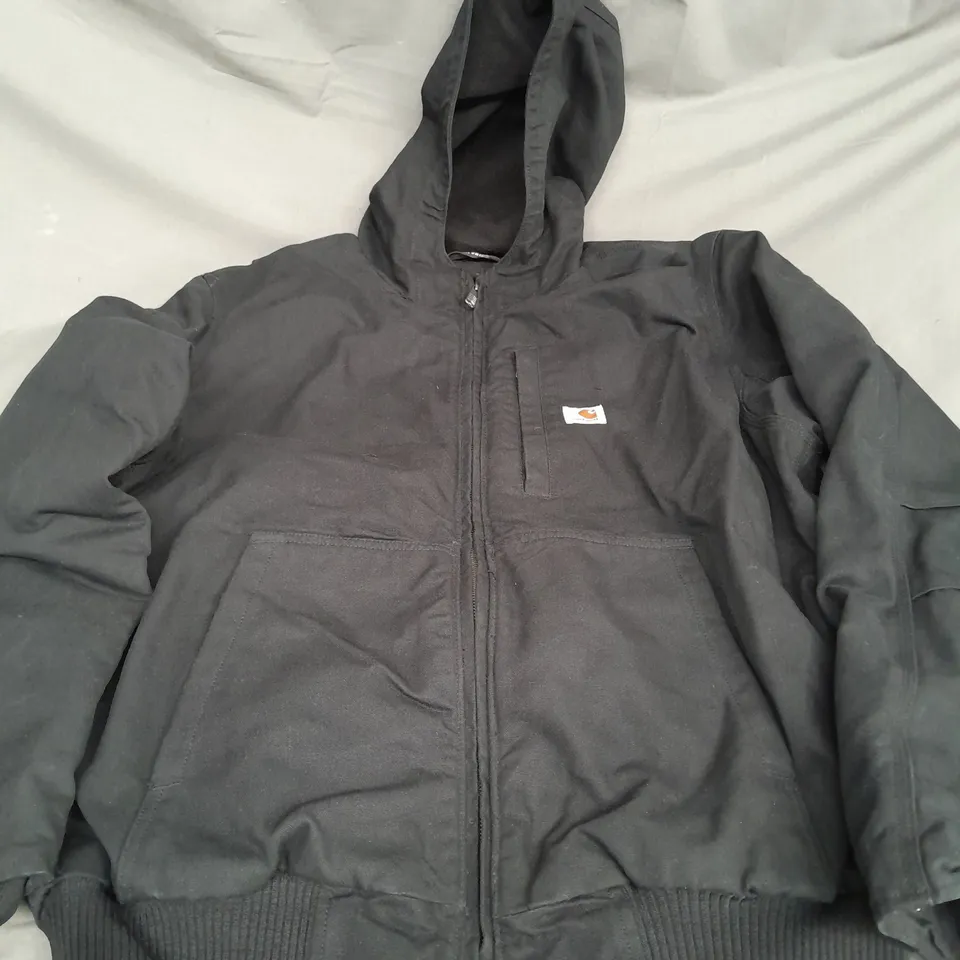 CARHATT ZIP LONG SLEEVE HOODED JACKET IN BLACK - XL