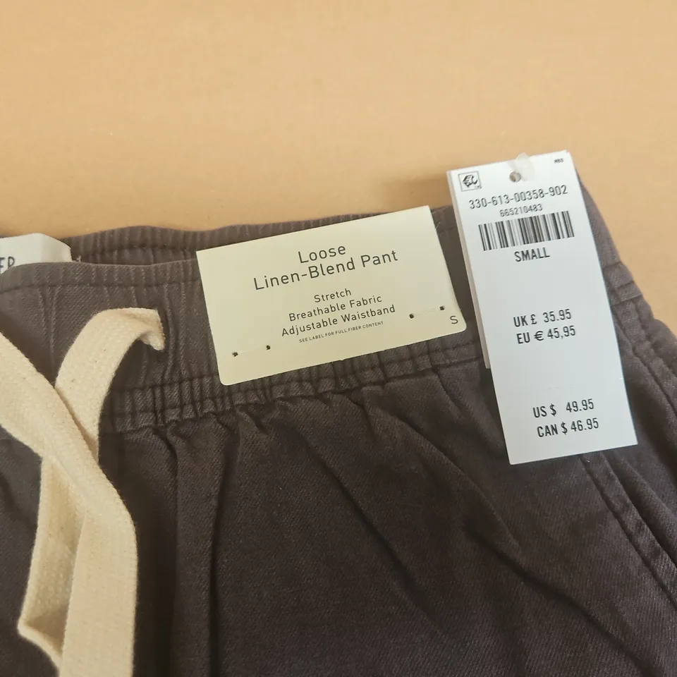 HOLLISTER LOOSE LINEN BLEND PANTS IN GREY - SMALL