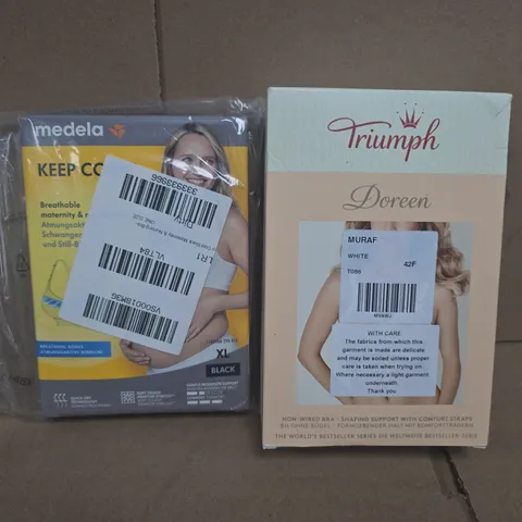 BOX OF APPROXIMATELY 15 ASSORTED HOUSEHOLD ITEMS TO INCLUDE MATERNITY NURSING BRA, ETC