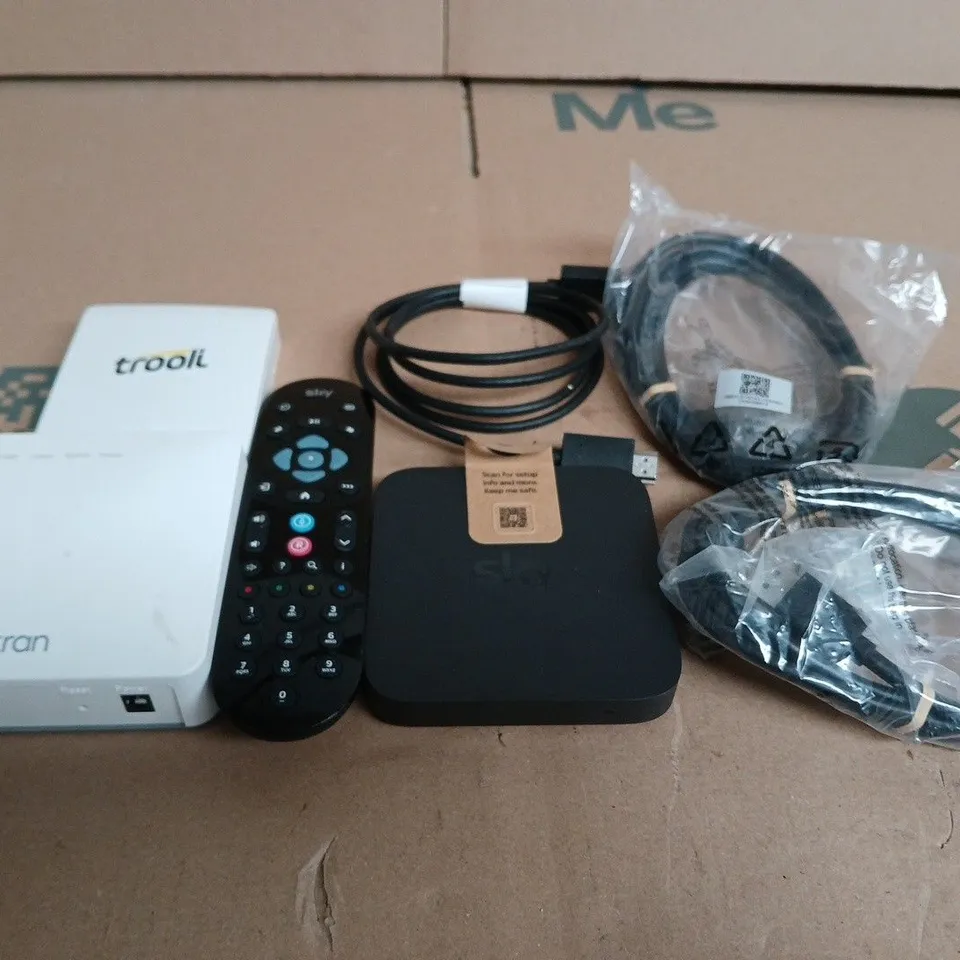 APPROXIMATELY 15 ASSORTED HOUSEHOLD PRODUCTS TO INCLUDE REMOTE CONTROLS , SKY BOX AND ASSORTED CABLES AND WIRES