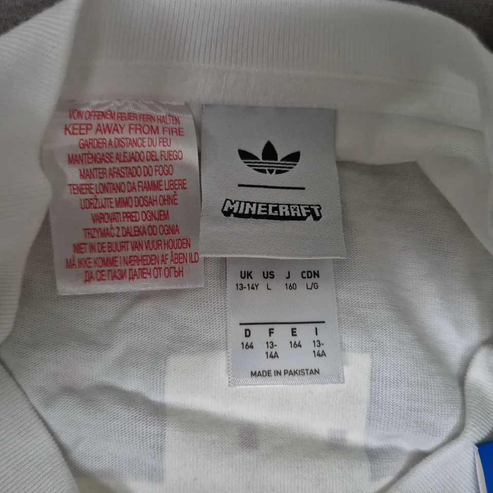 ADIDAS X MINECRAFT WHITE T-SHIRT – YOUTH UK 13-14Y (GFX TEE) KD9830