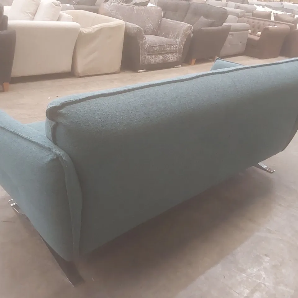 QUALITY DESIGNER ITALIAN MADE SEVILLE 3 SEATER FABRIC UPHOLSTERED SOFA - BLUE 