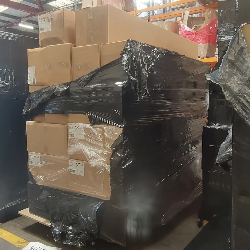 PALLET CONTAINING A LARGE QUANTITY OF BATHROOM FURNITURE PARTS INCLUDING: VELDEAU HIGH RISE CARCASSES 