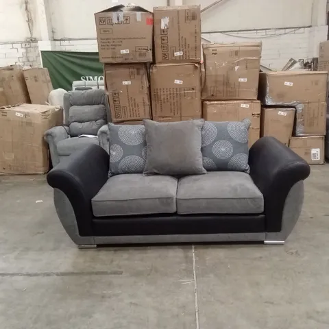 DANUBE FABRIC/FAUX LEATHER 3 SEATER SOFA