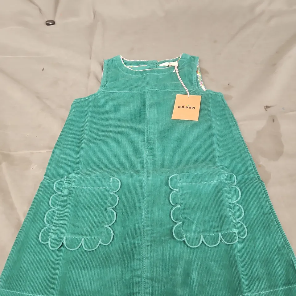 MINI BODEN CORDUROY PINAFORE DRESS – TEAL/GREEN, KIDS AGE 2-3 YEARS