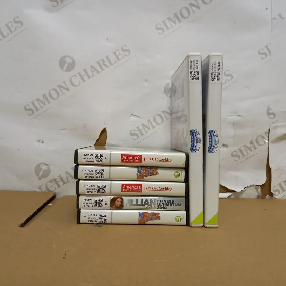 LOT OF APPROXIMATELY 7 NINTENDO WII & DS GAMES, TO INCLUDE SKYLANDERS SPYROS ADVENTURE, (WII), MAX & THE MAGIC MARKER (DS), JILLIAN FITNESS, ETC