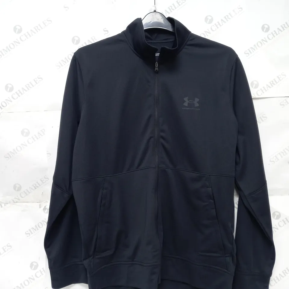 UNDER ARMOUR PIQUE TRACK JACKET IN BLACK - LARGE