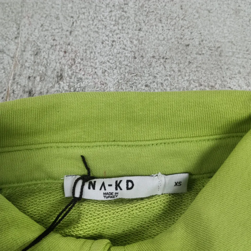 NA-KD BUTTONED COLLAR SWEATER – LIME GREEN, XS