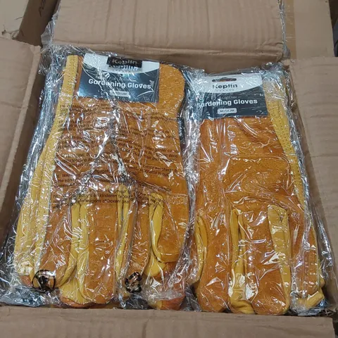 BOX OF APPROXIMATELY 50x KEPLIN FULL LEATHER GARDENING GLOVES 