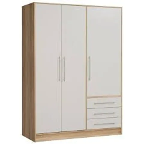 BOXED INGRAM 3 DOOR MANUFACTURED WOOD WARDROBE (5 BOXES)