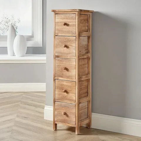 SALANDER FULLY ASSEMBLED 5 DRAWER NARROW CHEST BEDROOM UNIT