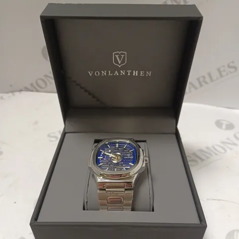 MENS VONLANTHEN AUTOMATIC WATCH – SKELETON DIAL – STAINLESS STEEL STRAP – GLASS EXHIBITION BACK CASE