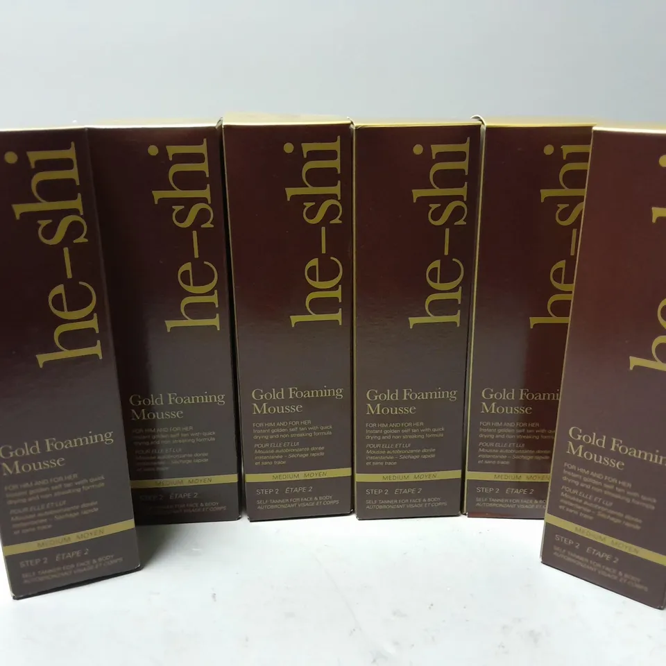 6 BOXED HE-SHI GOLD FOAMING MOUSSE FOR HIM AND HER (6 x 150ml)