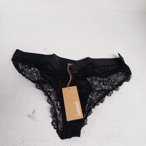 LEMONADE BLACK PICOT LACE BRAZILIAN BRIEFS – UK SIZE 16