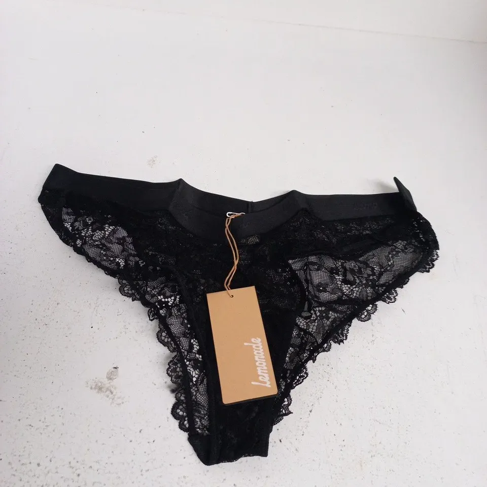 LEMONADE BLACK PICOT LACE BRAZILIAN BRIEFS – UK SIZE 16