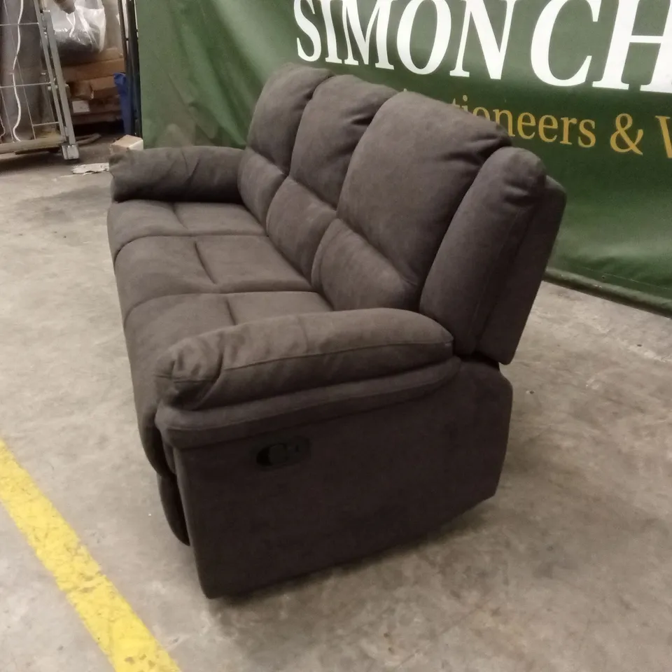ALBION FABRIC 3 SEATER HIGH BACK MANUAL RECLINER SOFA - CHARCOAL RRP £749