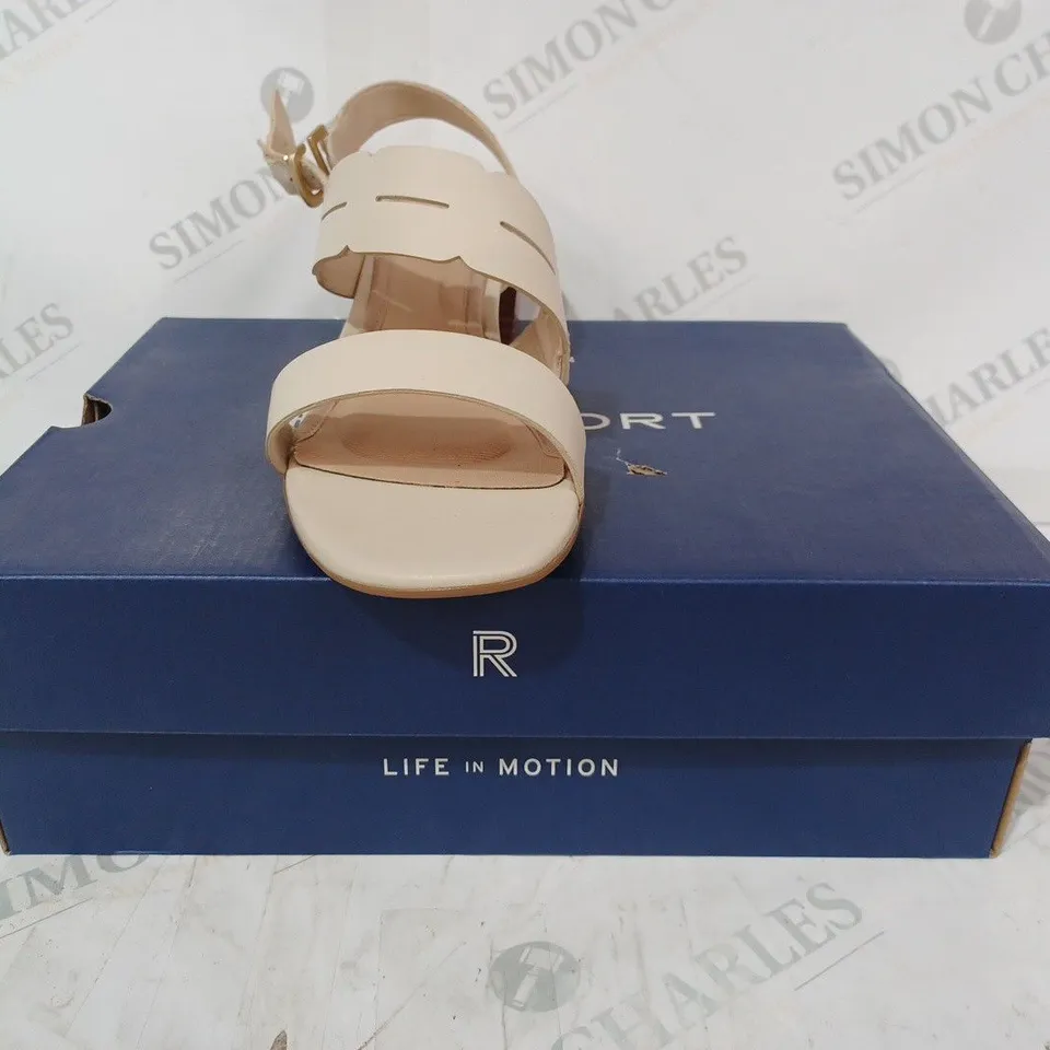 BOXED PAIR OF ROCKPORT ALAINA HEELED SANDALS IN CREAM UK SIZE 7