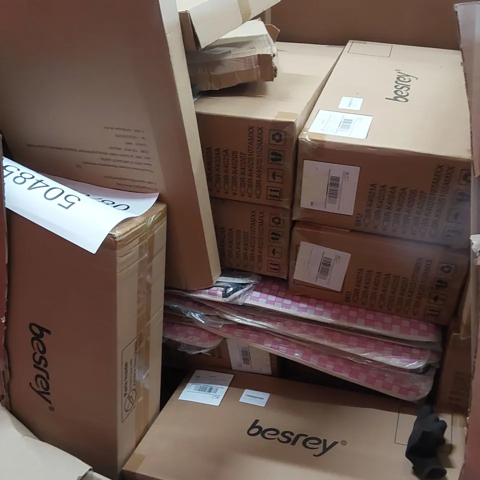 PALLET OF ASSORTED HOUSEHOLD GOODS AND PRODUCTS TO INCLUDE; A LARGE QUANTITY OF KIDS SCOOTERS, KNITTING MACHINE, TOILET SEATS ETC