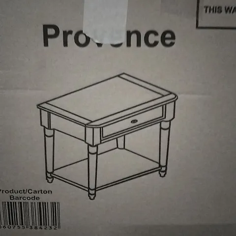 BOXED PROVENCE 1 DRAWER LAMP TABLE GREY/LIMED OAK (1 BOX)