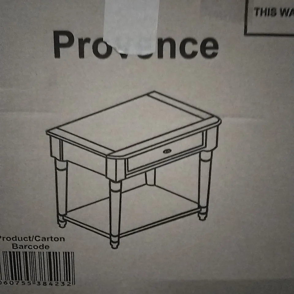 BOXED PROVENCE 1 DRAWER LAMP TABLE GREY/LIMED OAK (1 BOX)