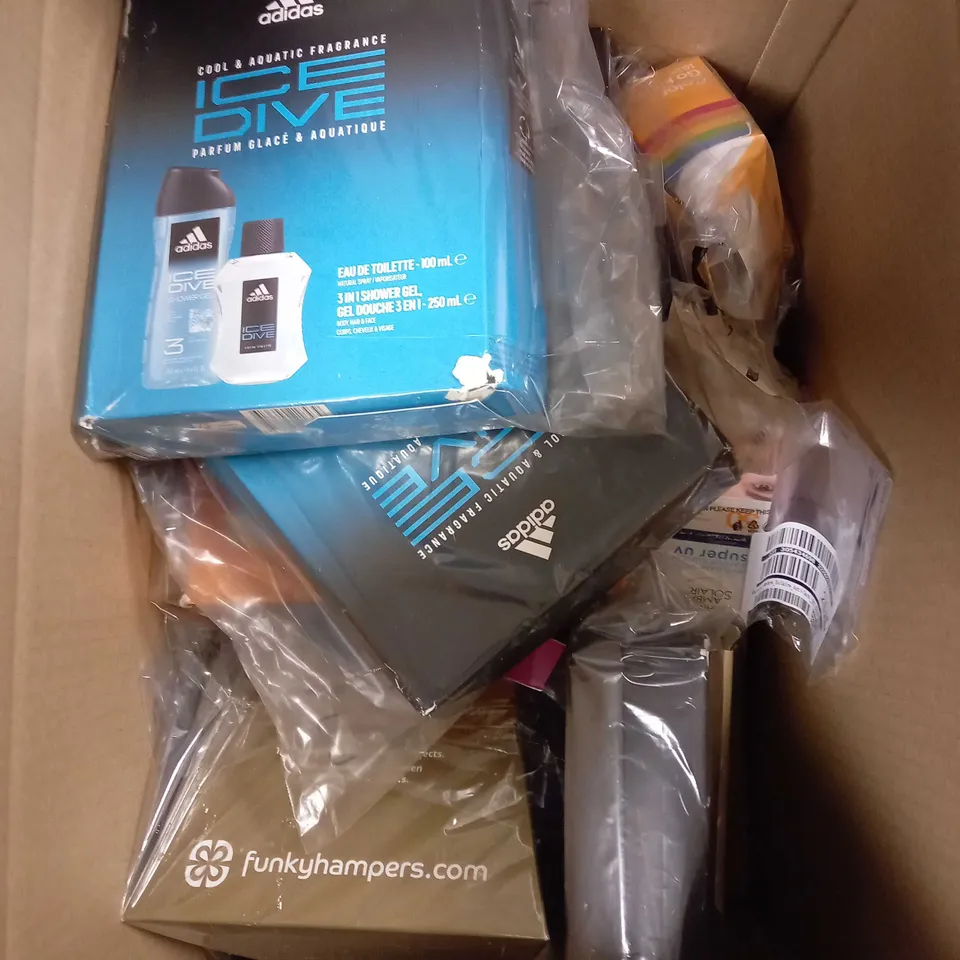 APPROXIMATELY 10 ASSORTED HOUSEHOLD PRODUCTS TO INCLUDE ADIDAS ICE DIVE, HOTEL CHOLCOLAT SELECTION BOX, NIVEA SET ETC 