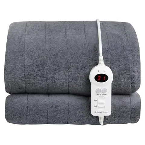 RUSSELL HOBBS ELECTRIC BLANKET GREY HEATED THROW MICROFLEECE RHHT1004GR