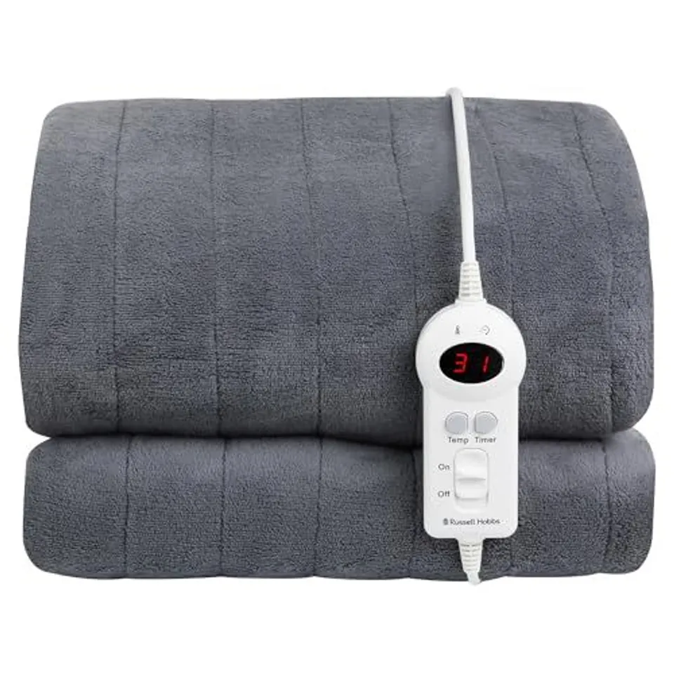 BOXED RUSSELL HOBBS ELECTRIC BLANKET GREY HEATED THROW MICROFLEECE RHHT1004GR