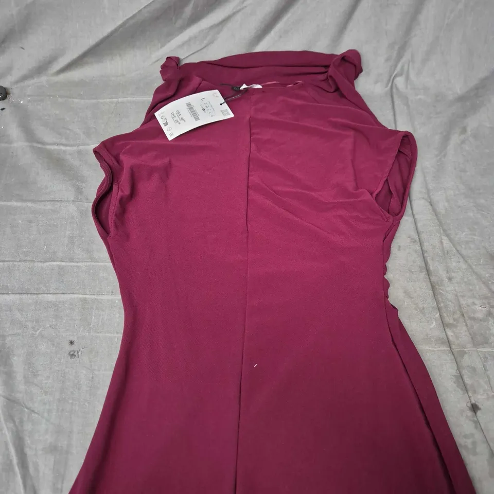 Magenta draped dress with waist jewel – Size L (UK) + Zara garment bag
