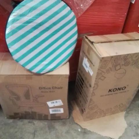 PALLET OF ASSORTED HOUSEHOLD GOODS AND PRODUCTS TO INCLUDE;SUITCASE,POPUP TENT,OFFICE CHAIR