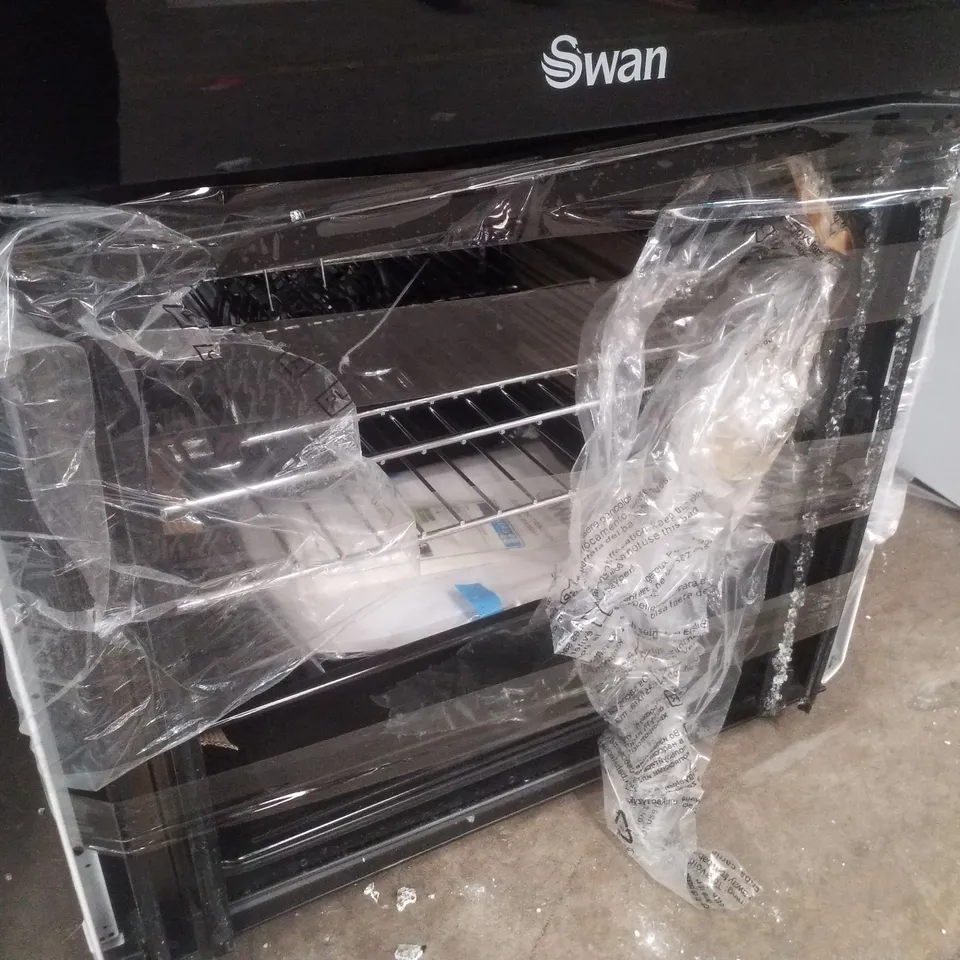 BOXED SWAN SX16720W 60CM ELECTRIC TWIN OVEN CERAMIC HOB COOKER - WHITE