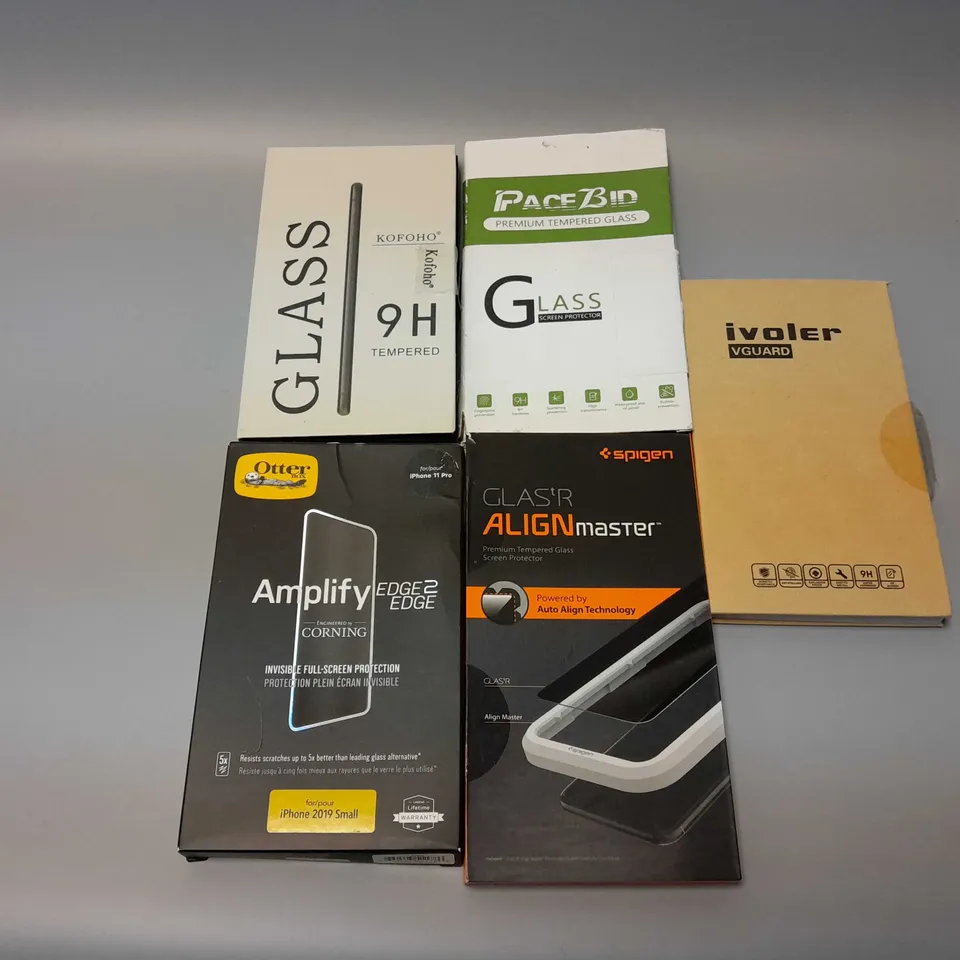 APPROXIMATELY 5 SCREEN PROTECTORS TO INCLUDE SPIGEN GLASTR ALIGN MASTER, OTTER AMPLIFY EDGE2EDGE FOR IPHONE 2019, IVOLER VGUARD, ETC