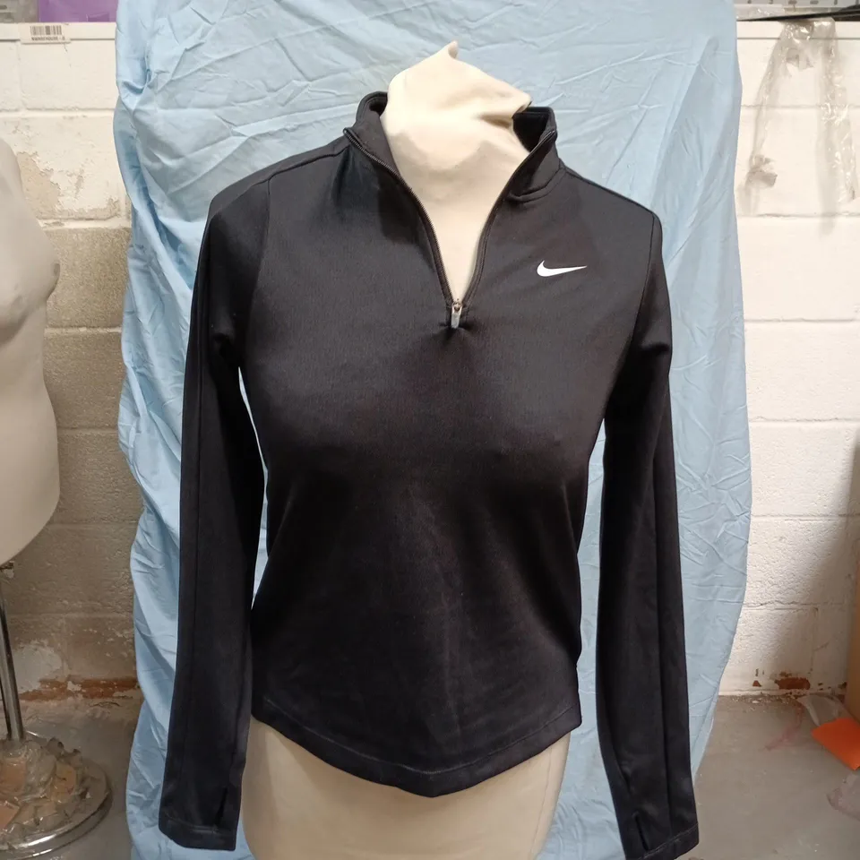 Nike Dri-FIT Long-Sleeve Zip Top – Black – Kids' Size L (146-156 cm)