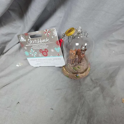 BOX OF APPROXIMATELY 12 DISNEY BAMBI SKETCHBOOK ORNAMENTS – LEGACY COLLECTION SERIES UNDER GLASS CLOCHE WITH TWO DEER