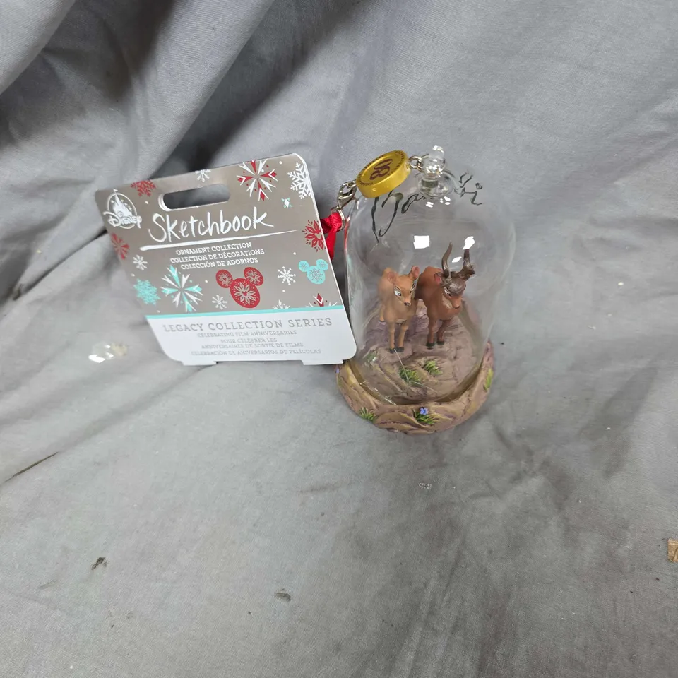 BOX OF APPROXIMATELY 12 DISNEY BAMBI SKETCHBOOK ORNAMENTS – LEGACY COLLECTION SERIES UNDER GLASS CLOCHE WITH TWO DEER