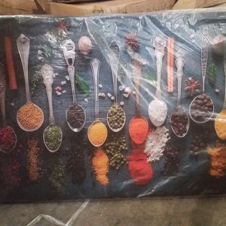 HERBS SPICES POWDER SPOONS KITCHEN - WRAPPED CANVAS PRINT